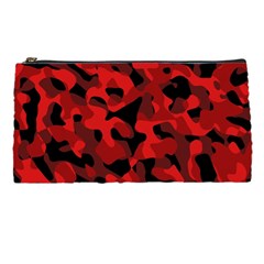 Red And Black Camouflage Pattern Pencil Case by SpinnyChairDesigns