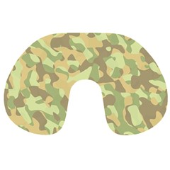 Light Green Brown Yellow Camouflage Pattern Travel Neck Pillow by SpinnyChairDesigns