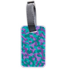 Purple And Teal Camouflage Pattern Luggage Tag (two Sides) by SpinnyChairDesigns