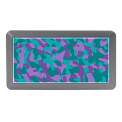 Purple And Teal Camouflage Pattern Memory Card Reader (mini) by SpinnyChairDesigns