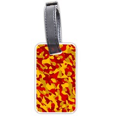 Red And Yellow Camouflage Pattern Luggage Tag (two Sides) by SpinnyChairDesigns