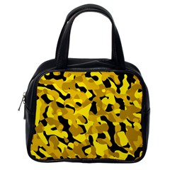 Black And Yellow Camouflage Pattern Classic Handbag (one Side) by SpinnyChairDesigns