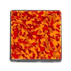 Red And Orange Camouflage Pattern Memory Card Reader (square 5 Slot) by SpinnyChairDesigns