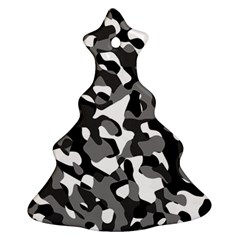 Black And White Camouflage Pattern Christmas Tree Ornament (two Sides) by SpinnyChairDesigns