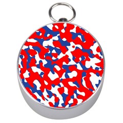 Red White Blue Camouflage Pattern Silver Compasses by SpinnyChairDesigns