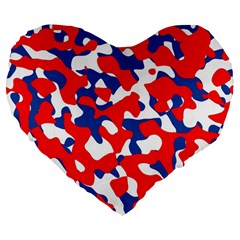 Red White Blue Camouflage Pattern Large 19  Premium Flano Heart Shape Cushions by SpinnyChairDesigns