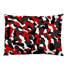 Black Red White Camouflage Pattern Pillow Case (two Sides) by SpinnyChairDesigns