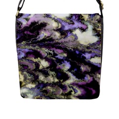 Purple Yellow Marble Flap Closure Messenger Bag (l) by ibelieveimages