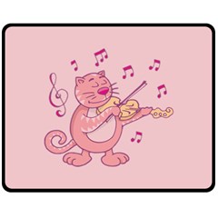 Cat With Violin Fleece Blanket (medium)  by sifis