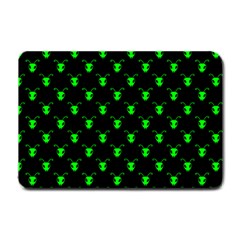 Neon Green Bug Insect Heads On Black Small Doormat  by SpinnyChairDesigns