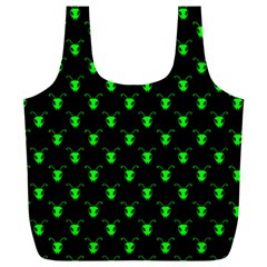 Neon Green Bug Insect Heads On Black Full Print Recycle Bag (xxxl) by SpinnyChairDesigns