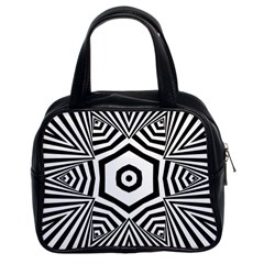 Black And White Line Art Stripes Pattern Classic Handbag (two Sides) by SpinnyChairDesigns