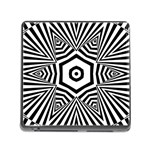 Black and White Line Art Stripes Pattern Memory Card Reader (Square 5 Slot) Front