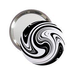 Black And White Swirl Spiral Swoosh Pattern 2 25  Handbag Mirrors by SpinnyChairDesigns