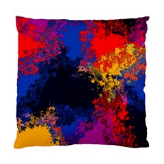Colorful Paint Splatter Texture Red Black Yellow Blue Standard Cushion Case (two Sides) by SpinnyChairDesigns