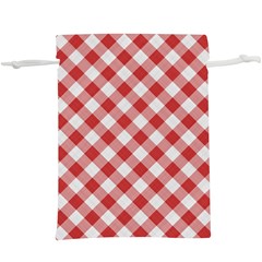 Picnic Gingham Red White Checkered Plaid Pattern  Lightweight Drawstring Pouch (xl) by SpinnyChairDesigns