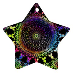 Colorful Rainbow Colored Arabesque Mandala Kaleidoscope  Ornament (star) by SpinnyChairDesigns