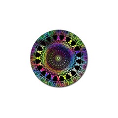 Colorful Rainbow Colored Arabesque Mandala Kaleidoscope  Golf Ball Marker by SpinnyChairDesigns