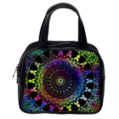 Colorful Rainbow Colored Arabesque Mandala Kaleidoscope  Classic Handbag (one Side) by SpinnyChairDesigns