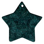 Dark Teal Butterfly Pattern Ornament (Star)