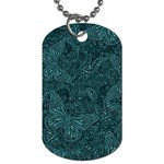 Dark Teal Butterfly Pattern Dog Tag (Two Sides)