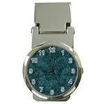 Dark Teal Butterfly Pattern Money Clip Watches