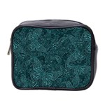 Dark Teal Butterfly Pattern Mini Toiletries Bag (Two Sides)