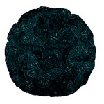 Dark Teal Butterfly Pattern Large 18  Premium Round Cushions