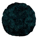 Dark Teal Butterfly Pattern Large 18  Premium Flano Round Cushions