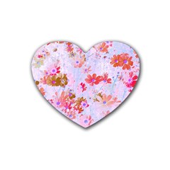 Cosmos Flowers Pink Heart Coaster (4 Pack)  by DinkovaArt