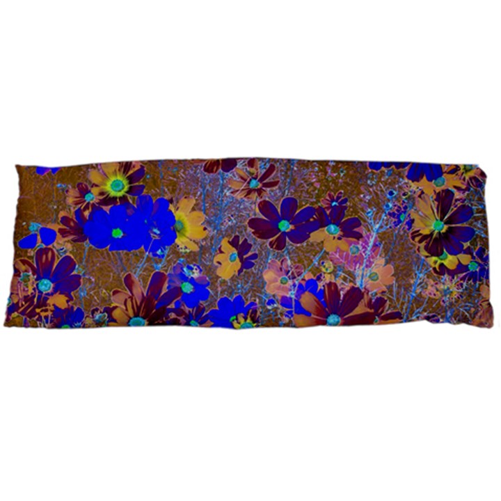 Cosmos Flowers Brown Blue Body Pillow Case Dakimakura (Two Sides)