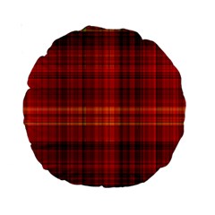 Red Brown Orange Plaid Pattern Standard 15  Premium Round Cushions