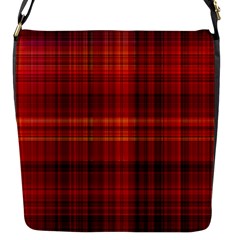 Red Brown Orange Plaid Pattern Flap Closure Messenger Bag (s)