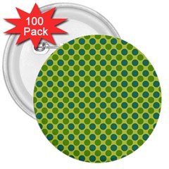 Green Polka Dots Spots Pattern 3  Buttons (100 Pack) 