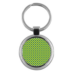 Green Polka Dots Spots Pattern Key Chain (round)