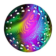 Psychedelic Swirl Trippy Abstract Art Ornament (round Filigree) by SpinnyChairDesigns