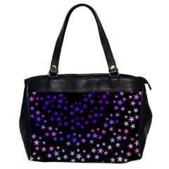 Purple Stars On Black Pattern Oversize Office Handbag by SpinnyChairDesigns