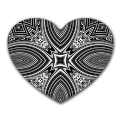 Black And White Intricate Pattern Heart Mousepads by SpinnyChairDesigns