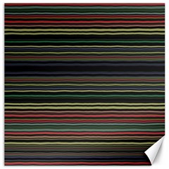 Dark Rust Red And Green Stripes Pattern Canvas 12  X 12  by SpinnyChairDesigns