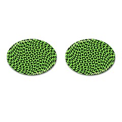 Abstract Black And Green Checkered Pattern Cufflinks (oval) by SpinnyChairDesigns