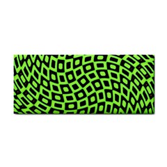 Abstract Black And Green Checkered Pattern Hand Towel by SpinnyChairDesigns