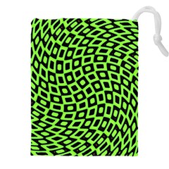 Abstract Black And Green Checkered Pattern Drawstring Pouch (5xl) by SpinnyChairDesigns