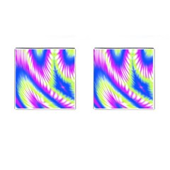 Colorful Blue Purple Pastel Tie Dye Pattern Cufflinks (square) by SpinnyChairDesigns