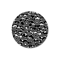 Abstract Black And White Bubble Pattern Magnet 3  (round)