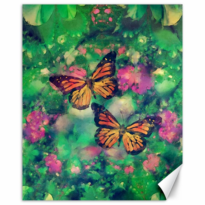 Watercolor Monarch Butterflies Canvas 16  x 20 