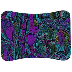 Purple Teal Abstract Jungle Print Pattern Velour Seat Head Rest Cushion by SpinnyChairDesigns