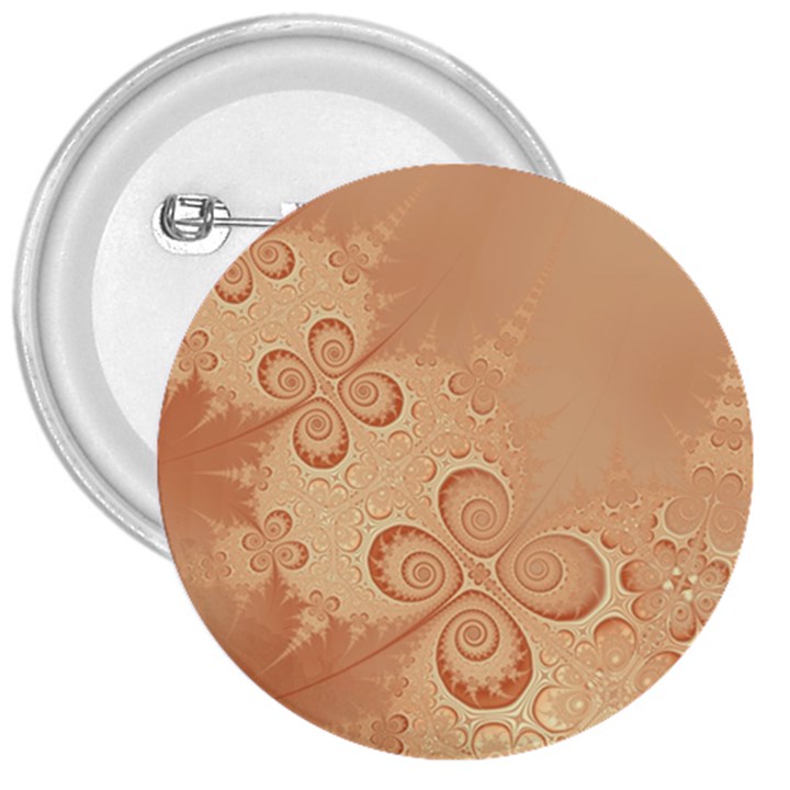 Coral Peach Intricate Swirls Pattern 3  Buttons