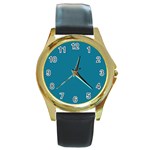 Mosaic Blue Pantone Solid Color Round Gold Metal Watch