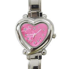 Pink Intricate Swirls Pattern Heart Italian Charm Watch by SpinnyChairDesigns