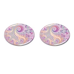 Pastel Pink Intricate Swirls Spirals  Cufflinks (oval) by SpinnyChairDesigns